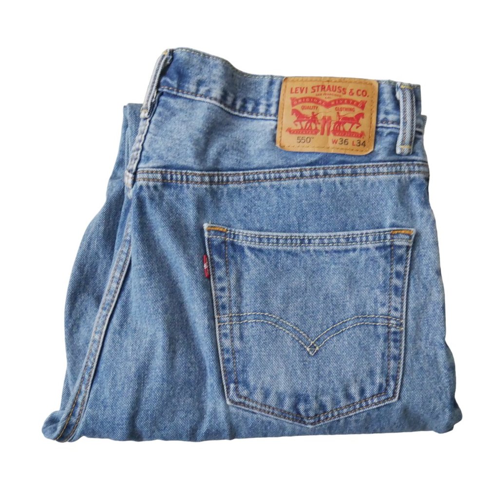 Levis 550 Relaxed Fit Tapered Leg Denim Jeans Men's Size 36x34 Stonewashed Blue